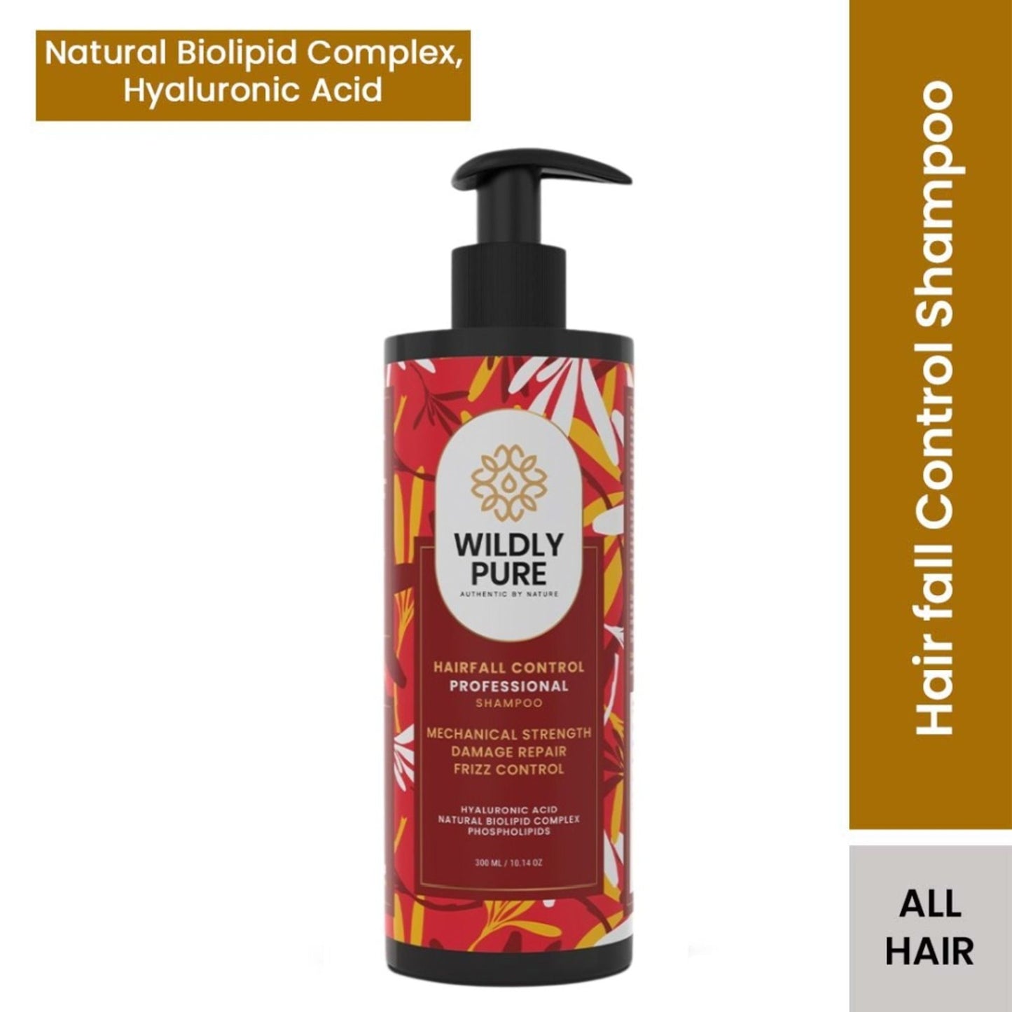 Wildly Pure Hair Fall Control Shampoo with Hyaluronic Acid & Natural Biolipid Complex
