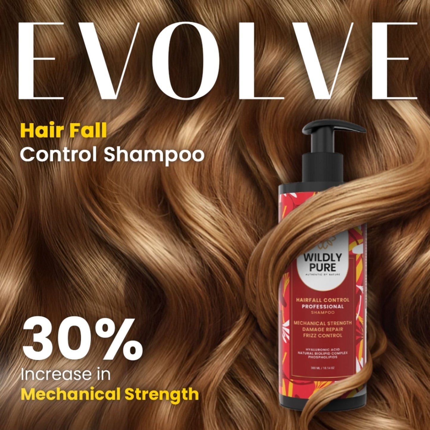 Wildly Pure Hair Fall Control Shampoo with Hyaluronic Acid & Natural Biolipid Complex