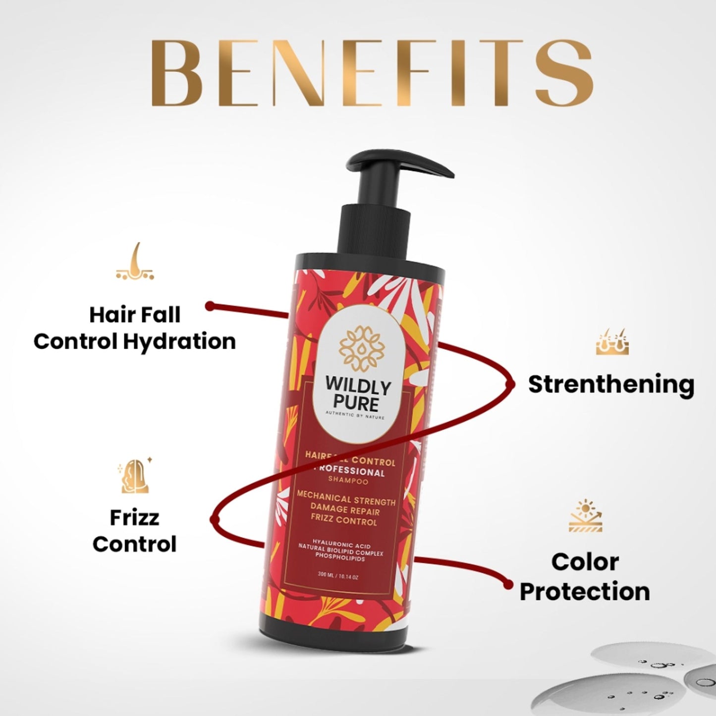 Wildly Pure Hair Fall Control Shampoo with Hyaluronic Acid & Natural Biolipid Complex