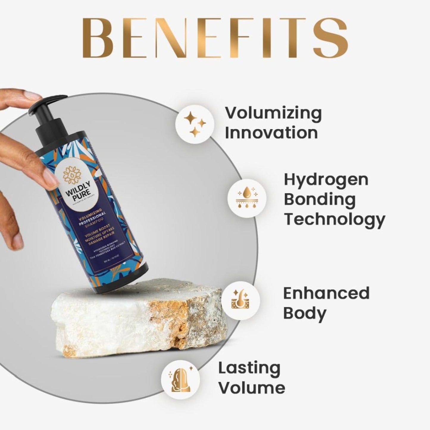 Wildly Pure Volumizing Shampoo for thin & wavy hair with Hydrogen Bonding Technology