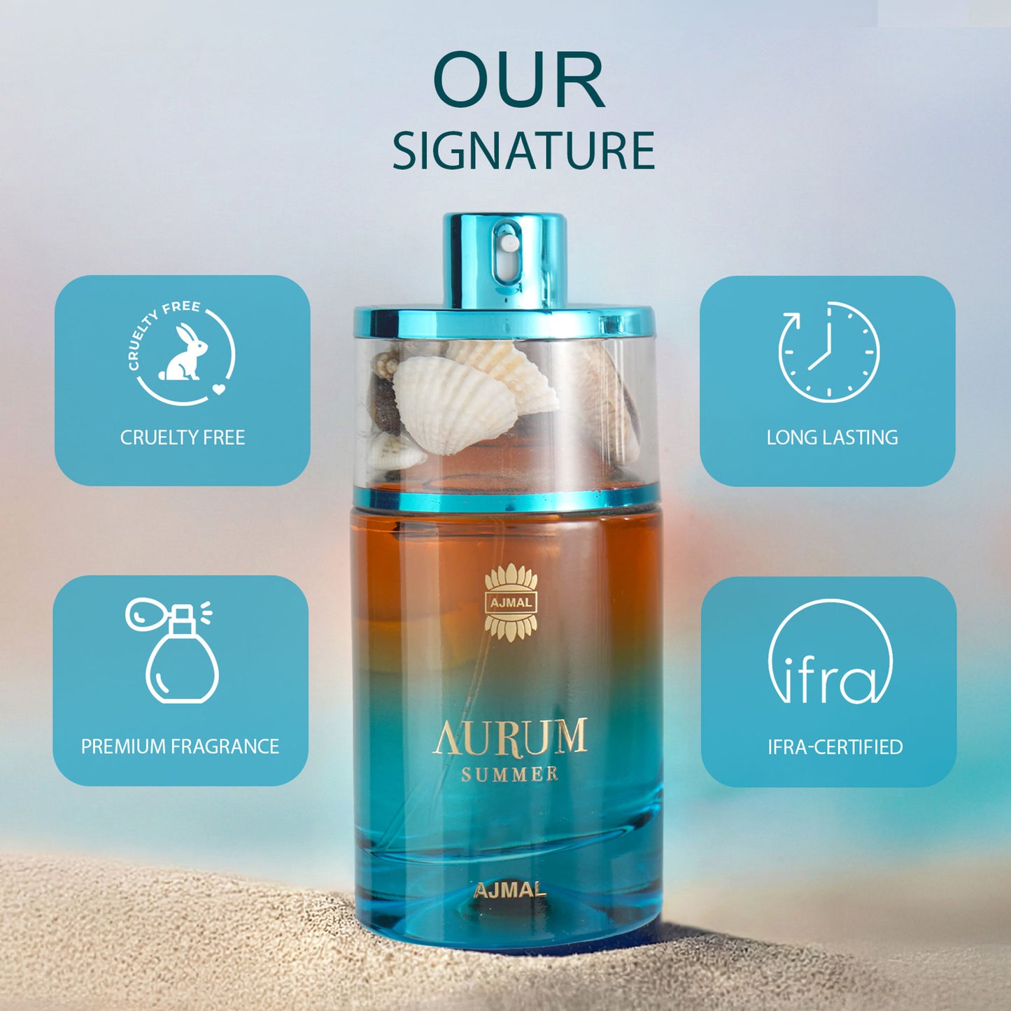 Aurum Summer Unisex Eau De Parfum Fresh Fruity Floral Long Lasting Fragrance