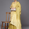 Dhiyona VA Women's Yellow Striped Mukaish Kurta with Sharara & With Dupatta