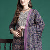 Indyancart IE Paisley Printed Thread Work Pure Cotton Kurta With Trousers & Dupatta