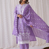 Dhiyona IE Floral Embroidered Pure Cotton Straight Kurta With Trousers & Dupatta
