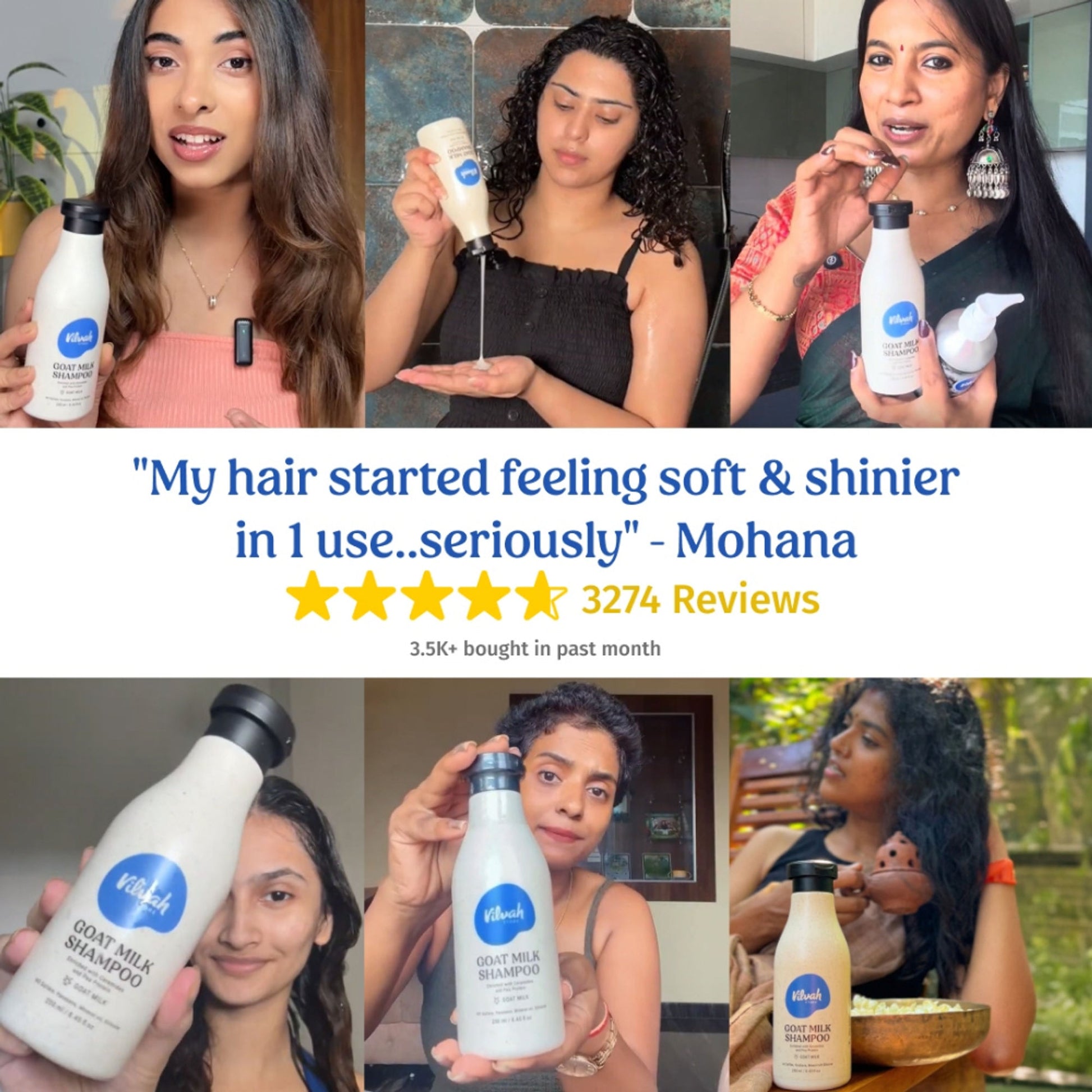 Vilvah Goat Milk Shampoo Strengthens Roots, Frizz Control & Balances Scalp Ph