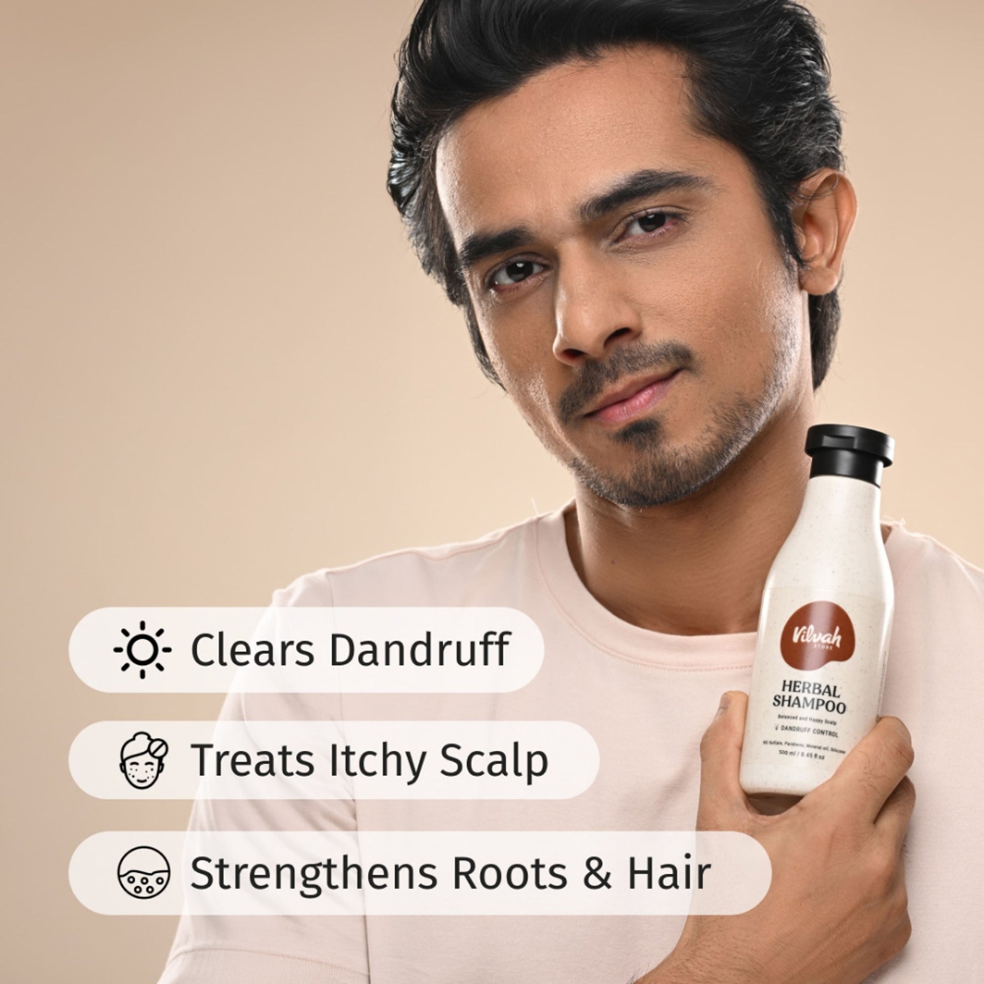 Vilvah Herbal Anti Dandruff Shampoo With Neem, Black Pepper & Amla For Dandruff & Itch Control