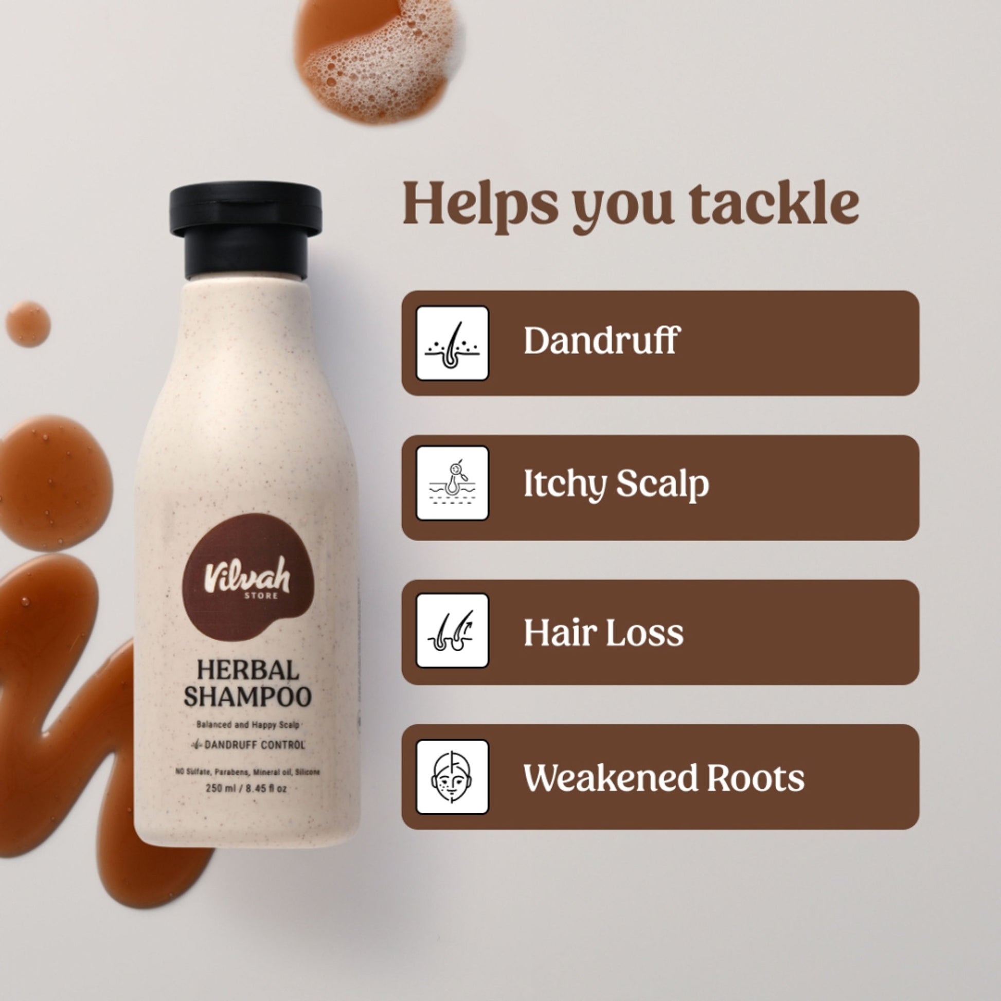 Vilvah Herbal Anti Dandruff Shampoo With Neem, Black Pepper & Amla For Dandruff & Itch Control