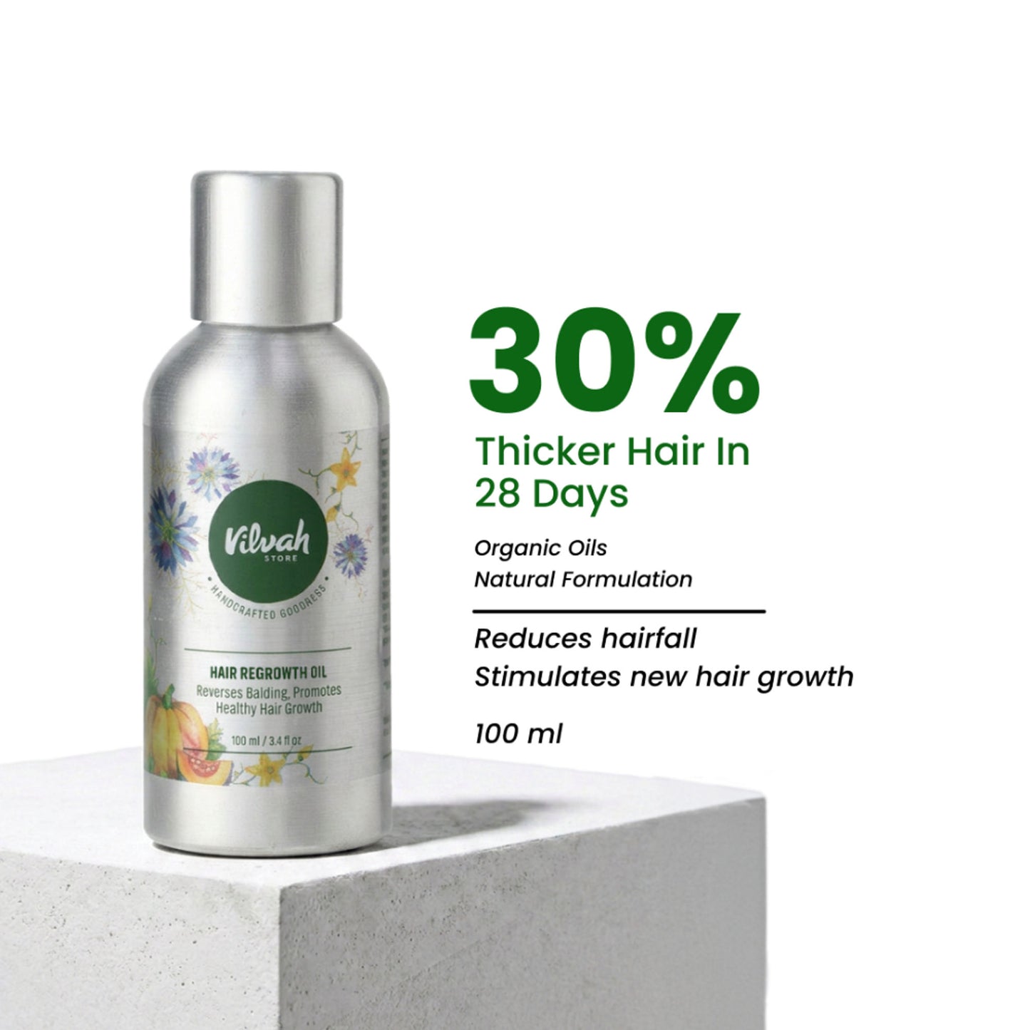 Vilvah Hair Growth Oil To Reduce Hair Fall & Improve Scalp Health With Kalonji & Castor Oil