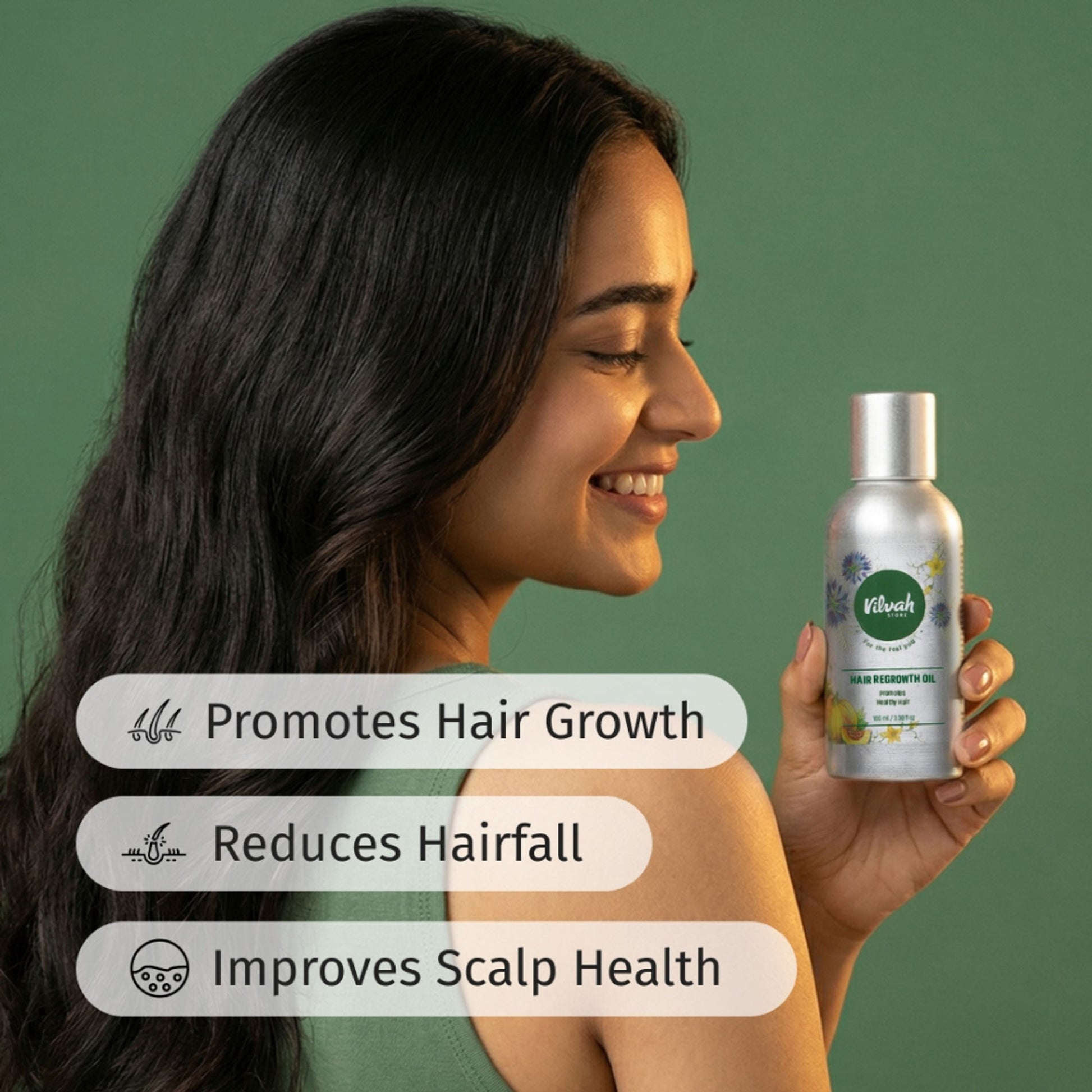 Vilvah Hair Growth Oil To Reduce Hair Fall & Improve Scalp Health With Kalonji & Castor Oil