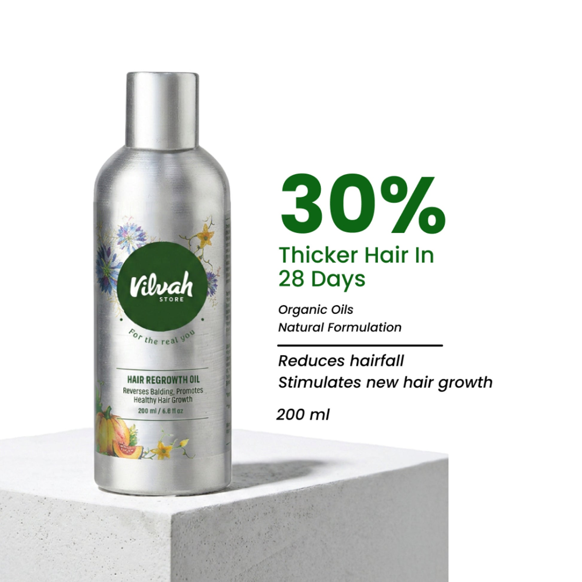 Vilvah Hair Growth Oil To Reduce Hair Fall & Improve Scalp Health With Kalonji & Castor Oil