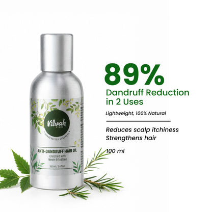 Vilvah Neem & Teatree Anti-Dandruff Hair Oil To Reduce Hair Fall & Soothe Itchy Scalp