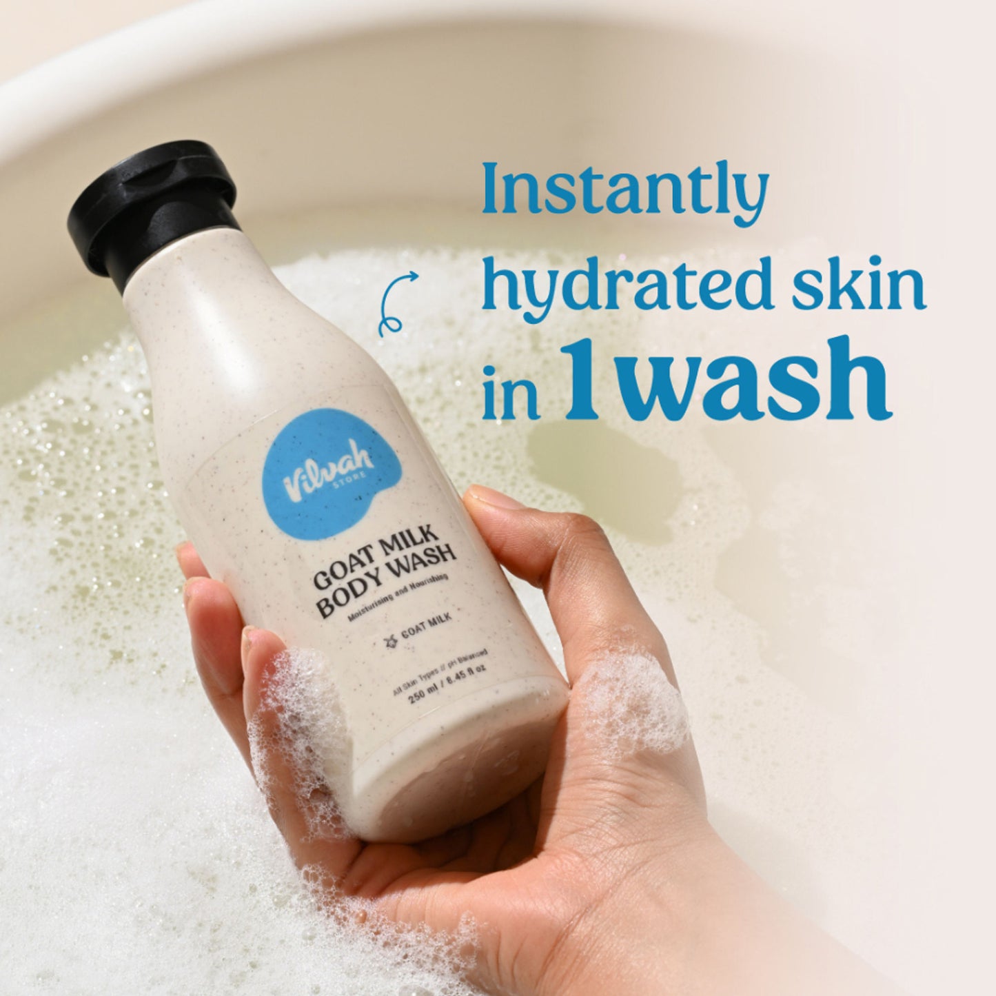 Vilvah Goat Milk Body Wash For Deep Cleansing, Pore Care & Skin Nourishment
