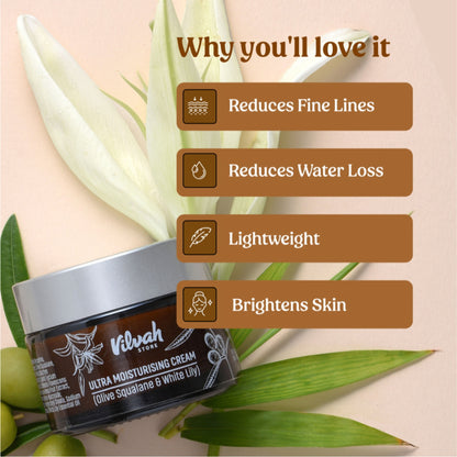 Vilvah Ultra Moisturising Cream To Balance Moisture With Olive Squalane & White Lily