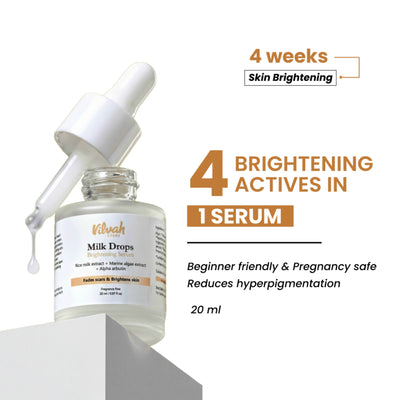 VILVAH Milk Drops Skin Brightening Serum With Rice Milk, Marine Algae Extract & Alpha-Arbutin