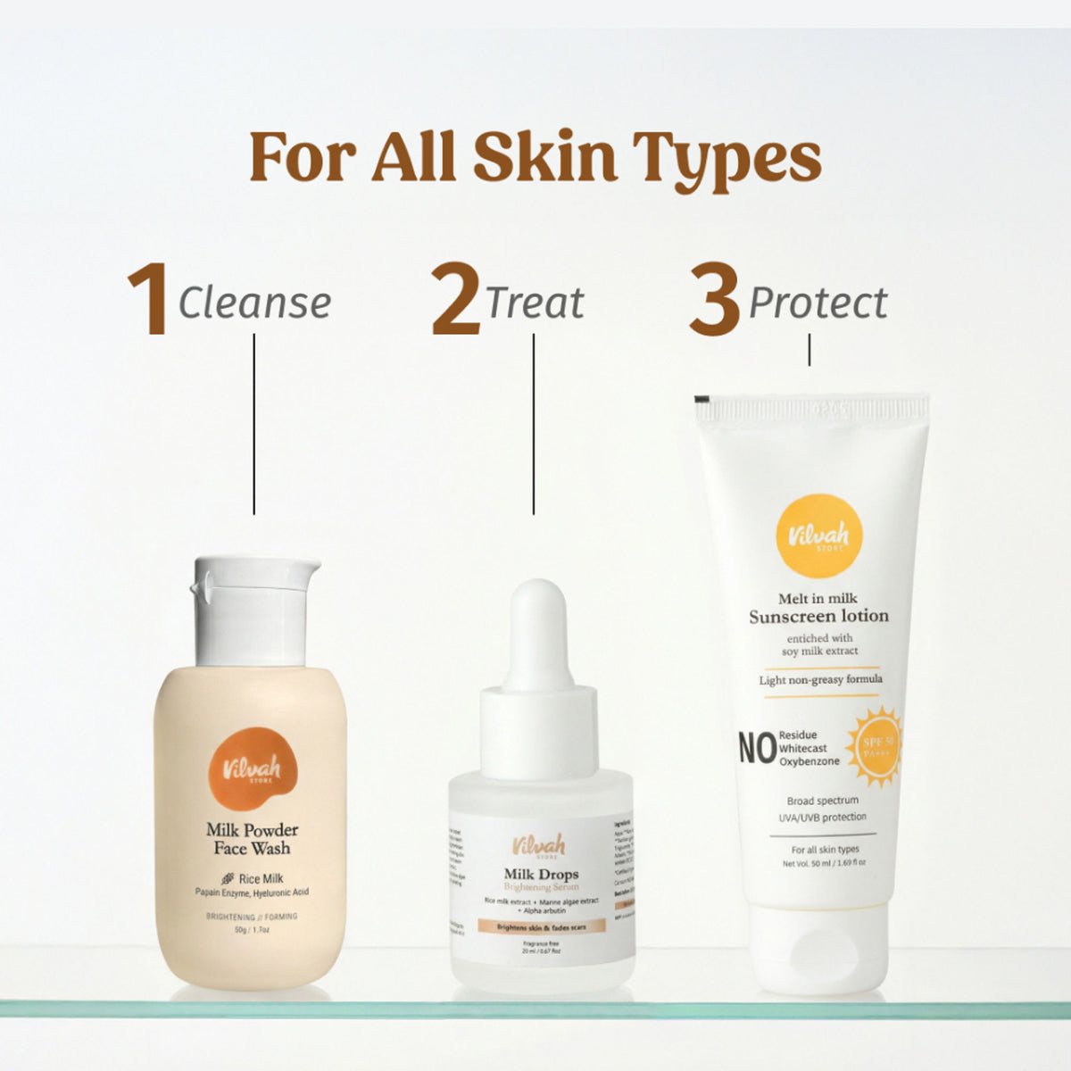 VILVAH Milk Drops Skin Brightening Serum With Rice Milk, Marine Algae Extract & Alpha-Arbutin