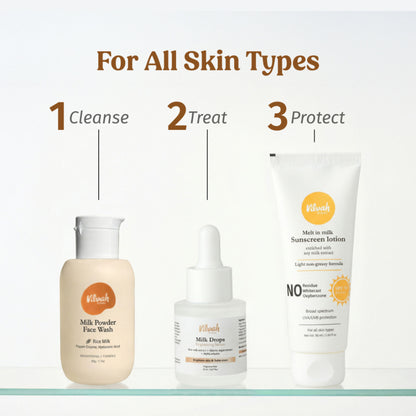 VILVAH Milk Drops Skin Brightening Serum With Rice Milk, Marine Algae Extract & Alpha-Arbutin