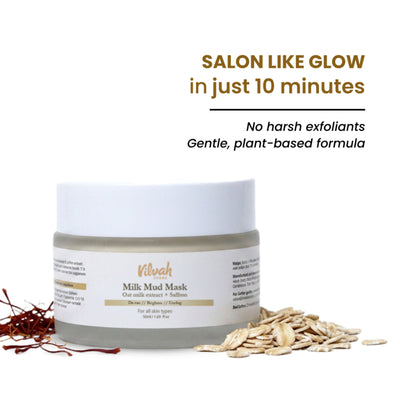 VILVAH Milk Mud Skin Mask with oat milk extracts, Kaolin Clay and Saffron