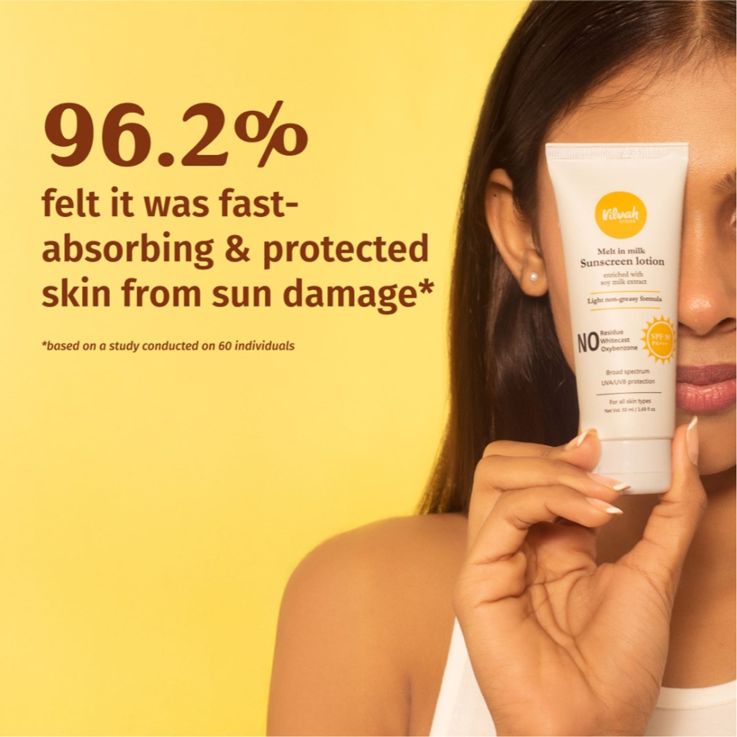 VILVAH Melt-in-milk Sunscreen Acne Safe & Waterproof with SPF 50 PA+++ & No White Cast