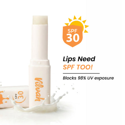 Vilvah Spf 30 Milk Lip Balm With Uva-Uvb Protection, Enriched With Soy Milk & Vitamin E