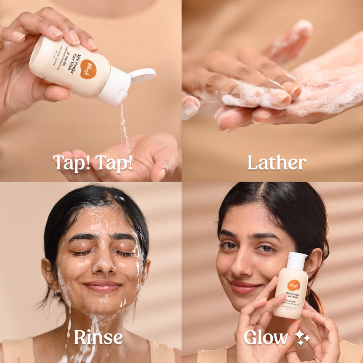 Vilvah Milk Powder Face Wash For Deep Cleansing With Rice Milk, Papain Enzymes & Hyaluronic Acid