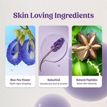 VILVAH Better Ageing Overnight Serum with BluePea Flower Extract, Bakuchiol, Ceramides & Peptides