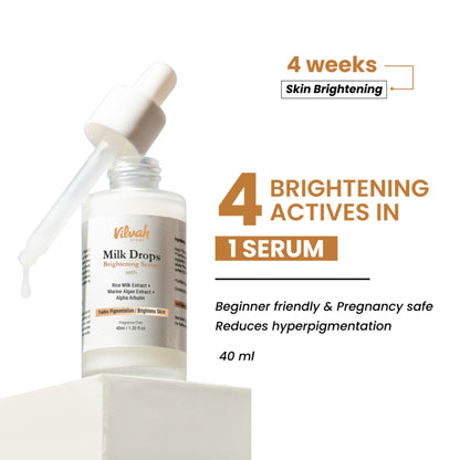 Vilvah Milk Drops Brightening Serum For Hydrated Skin, Dark Spot Care & Hyperpigmentation