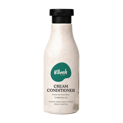 Vilvah Cream Conditioner Reduces Frizz, Softens Hair & Deeply Conditions With Tucuma & Broccoli Oil