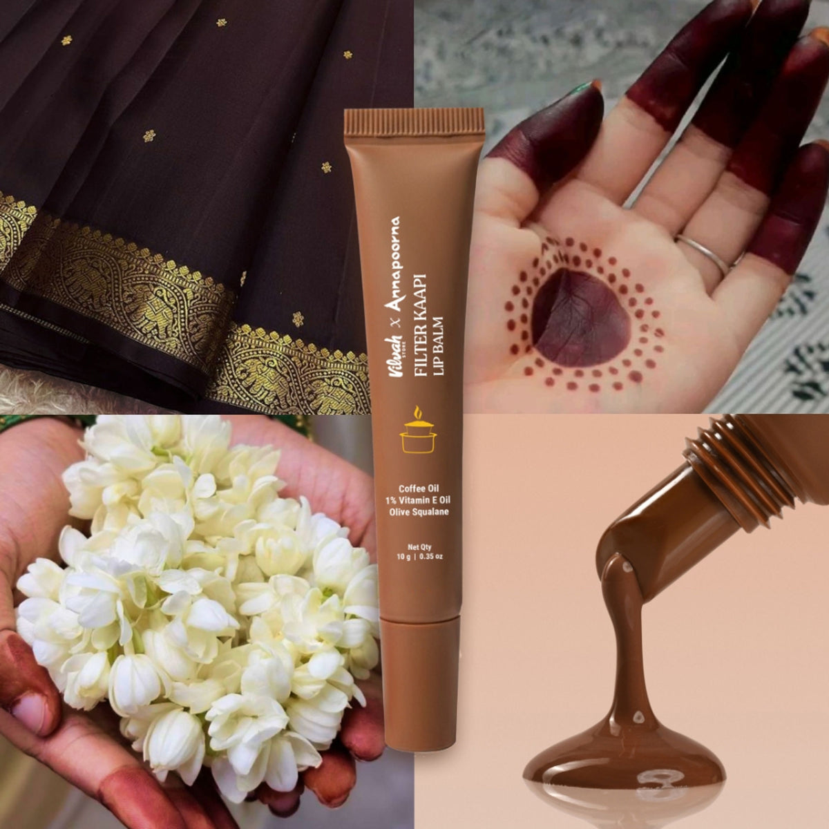 Vilvah Filter Kaapi Lip Balm With Authentic Coffee Extract Brown Tint Balm For Dry & Chapped Lips
