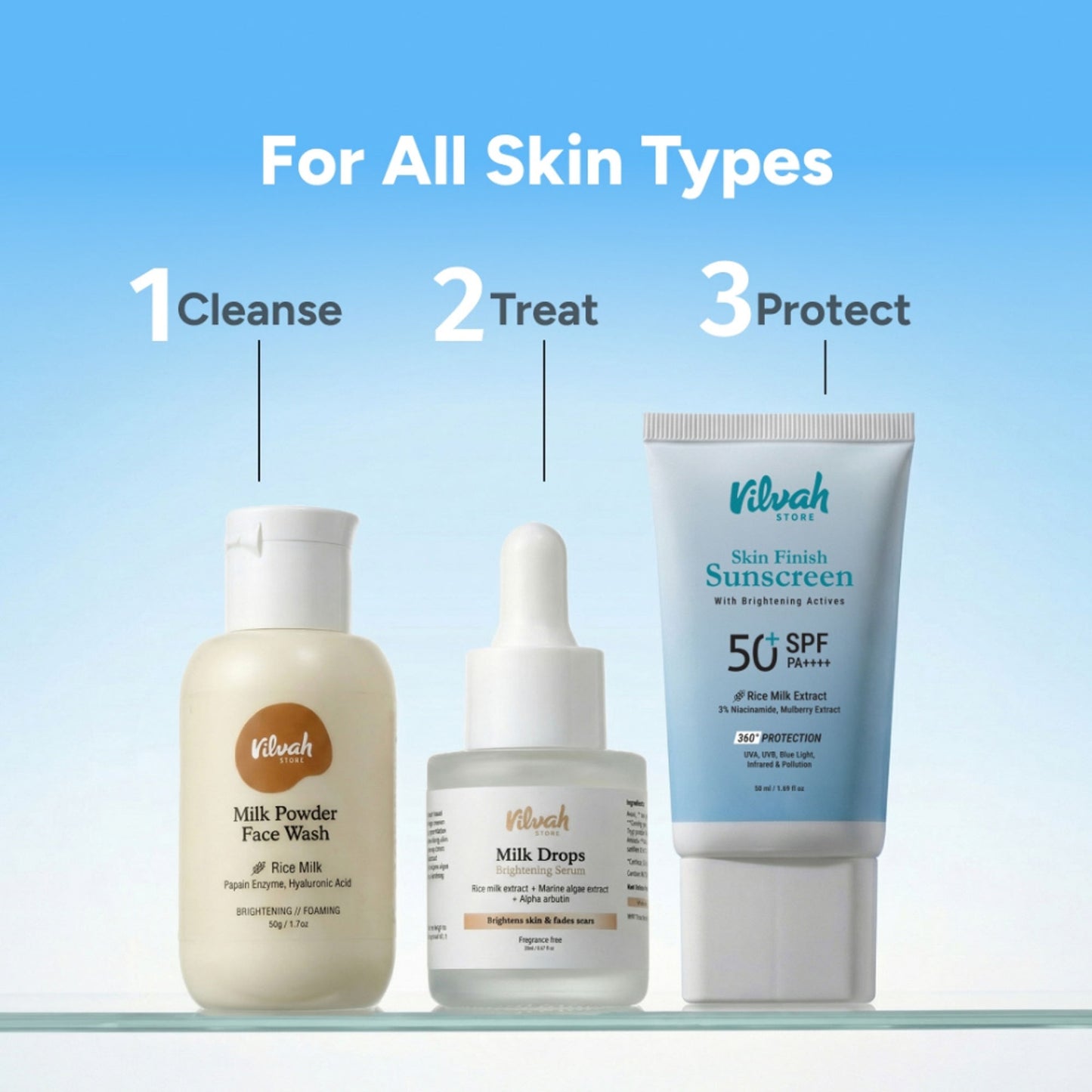 VILVAH Skin Finish Face Brightening Sunscreen SPF 50+ PA++++ With New Age Uv Filters