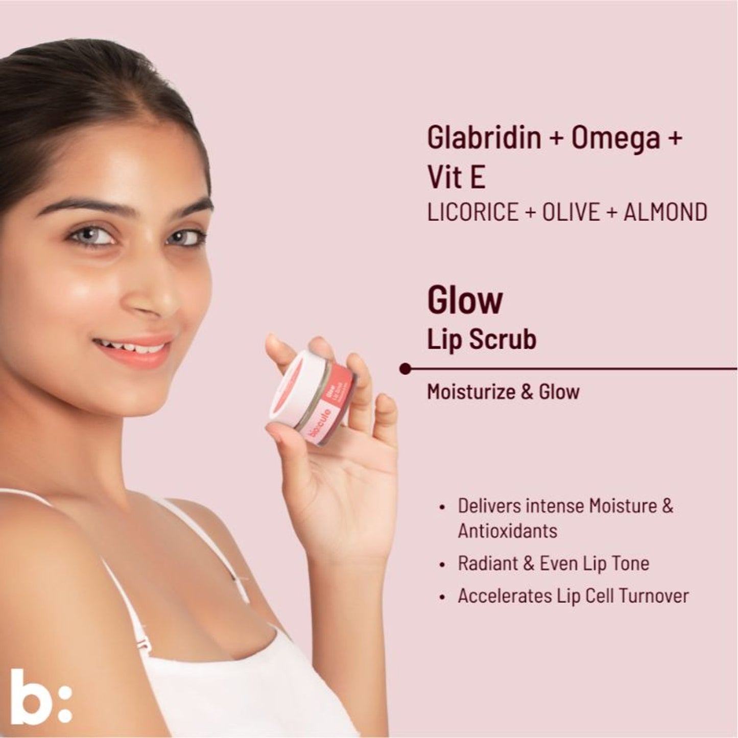 Biocule Vitamin E Glow Lip Scrub Balm For Bright & Glowing Lips With Peppermint
