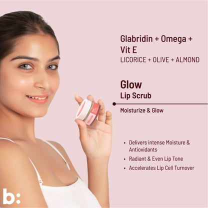 Biocule Vitamin E Glow Lip Scrub Balm For Bright & Glowing Lips With Peppermint