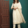 Indyancart SN Women's Printed & Embroidered Anarkali Kurta With Trouser & Dupatta Set