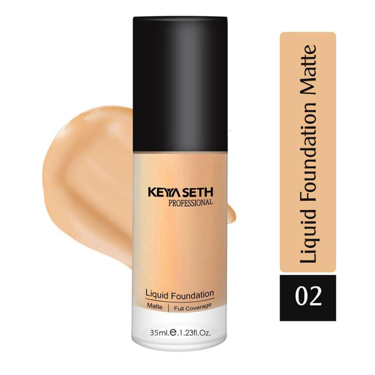 Keya Seth Aromatherapy Full Coverage Liquid Matte Foundation in Shade 2, showcasing smooth, even skin tone application.