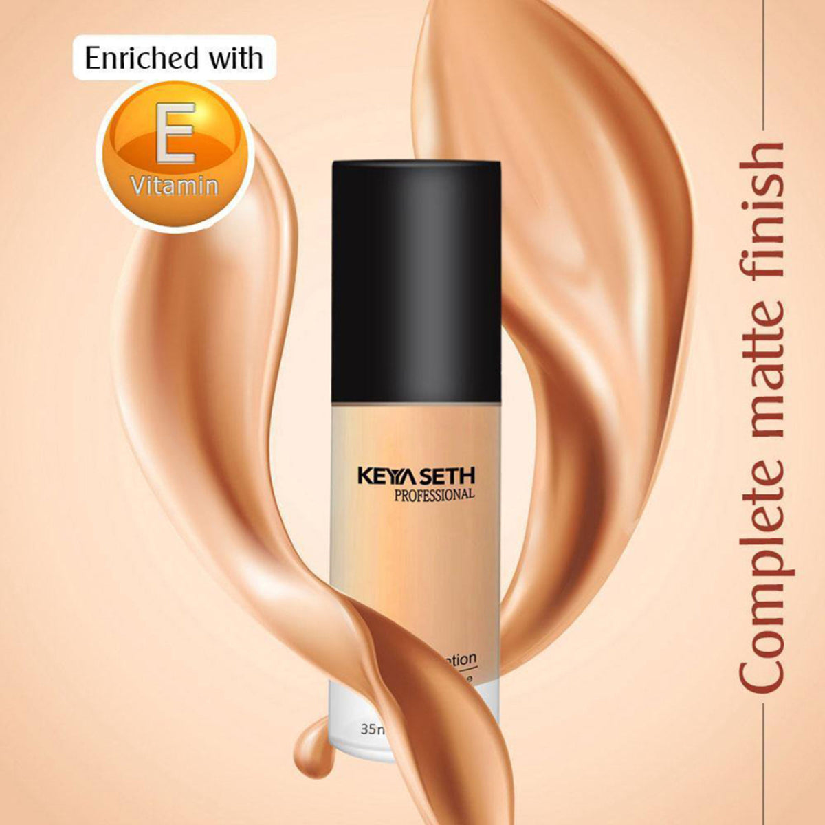 Keya Seth Aromatherapy full coverage liquid matte foundation in Shade 2, with smooth, even application and natural finish.
