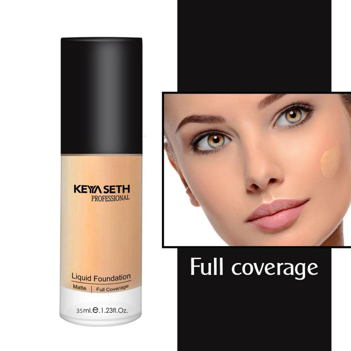 Keya Seth Aromatherapy full coverage liquid matte foundation in Shade 2, with smooth, even skin finish visible in the image.