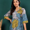 Dhiyona VA Women'sAbstract Printed Shirt Collar Straight Kurta With Trouser
