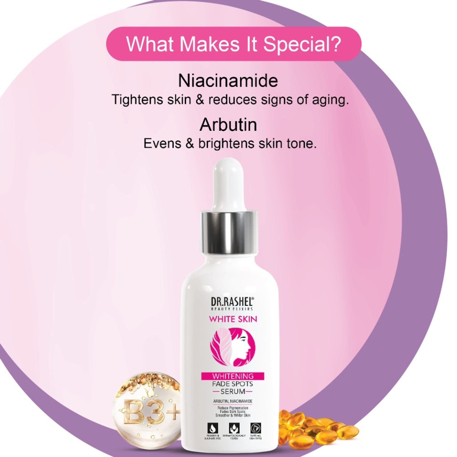 DR. RASHEL White Skin Face Serum Reduces Pigmentation, Dark Spots & Wrinkles