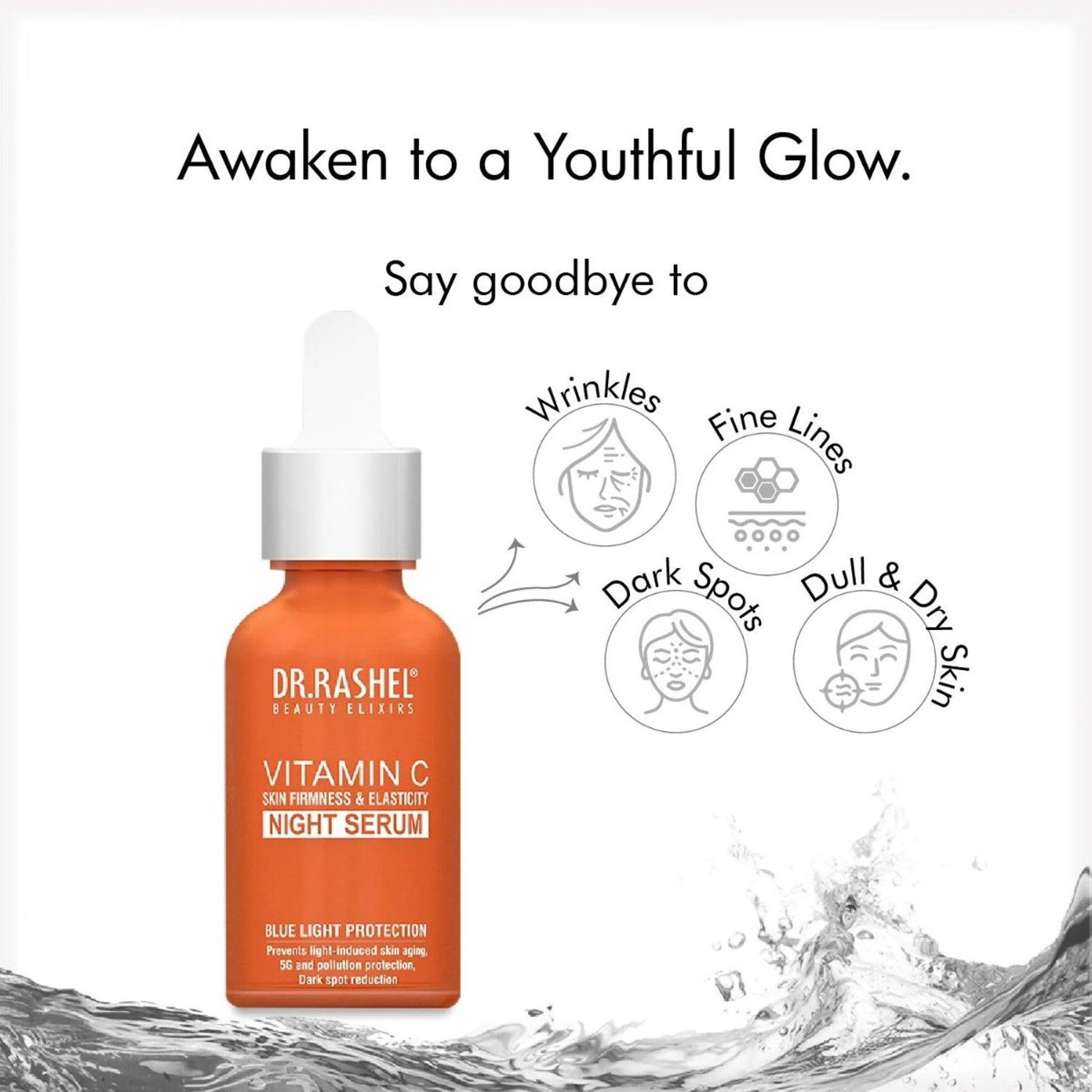DR. RASHEL Vitamin C Night Serum Brightens, Hydrates & Repairs Skin Overnight