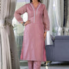 Dhiyona VA Women'sKota Check V Neck Long Puffed Sleeves Straight Kurta With Trouser