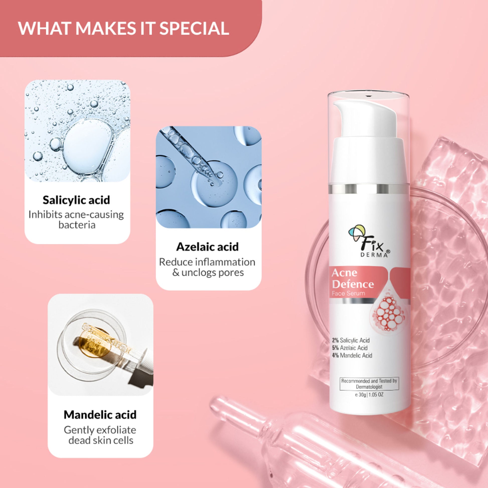 Fixderma Acne Defence Face Serum with 2% Salicylic Acid for Anti Acne & Spot Treatment