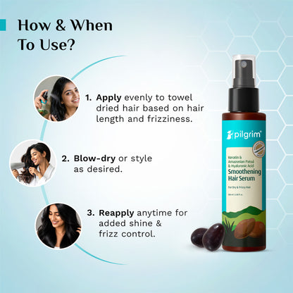 Pilgrim Patua & Hyaluronic Acid Smoothing Hair Serum for Dry & Frizzy Hair