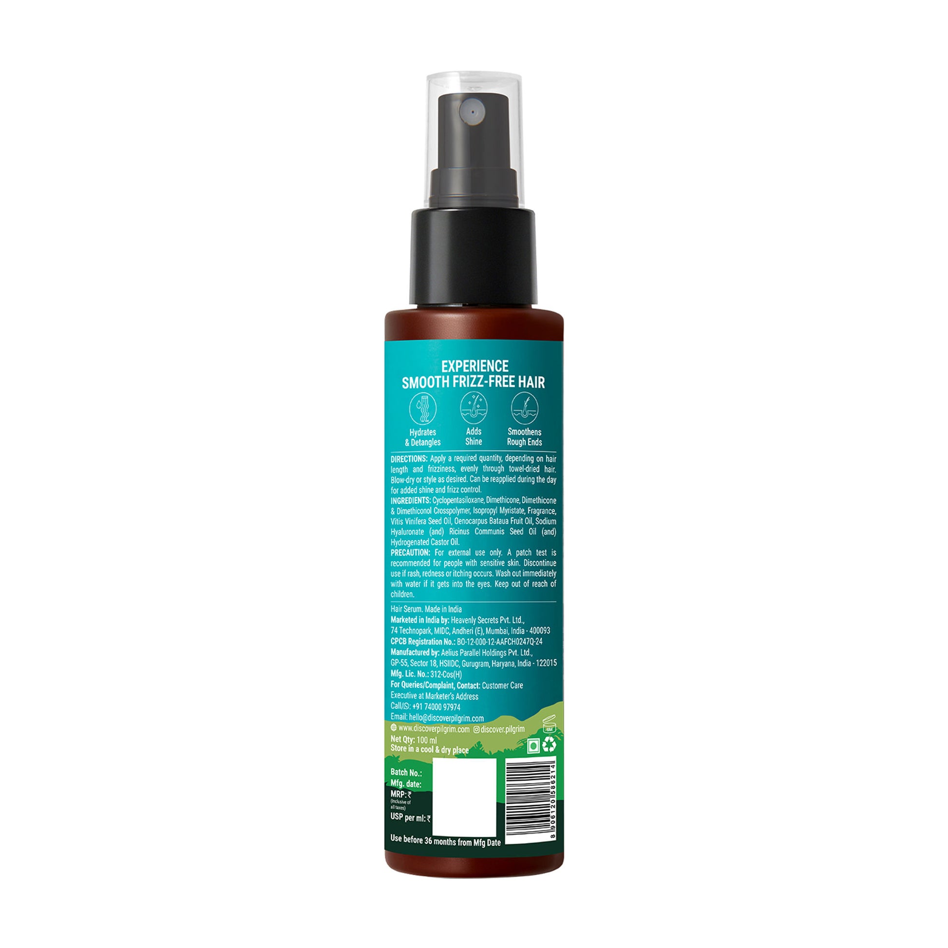 Pilgrim Patua & Hyaluronic Acid Smoothing Hair Serum for Dry & Frizzy Hair