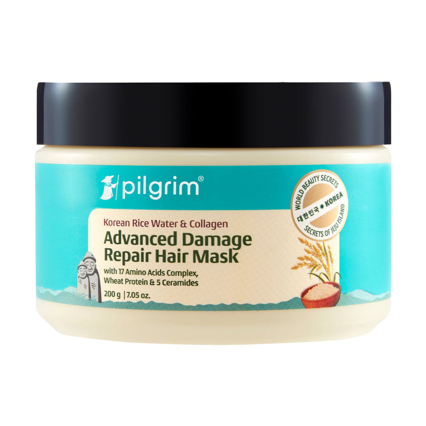Pilgrim Korean Rice Water & Collagen Damage Repair Hair Mask Dry & Frizzy Hair Up to 20X Softer Hair