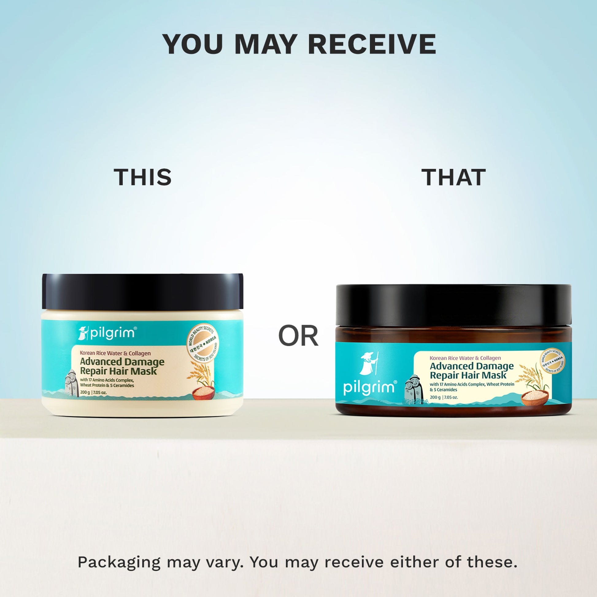 Pilgrim Korean Rice Water & Collagen Damage Repair Hair Mask Dry & Frizzy Hair Up to 20X Softer Hair