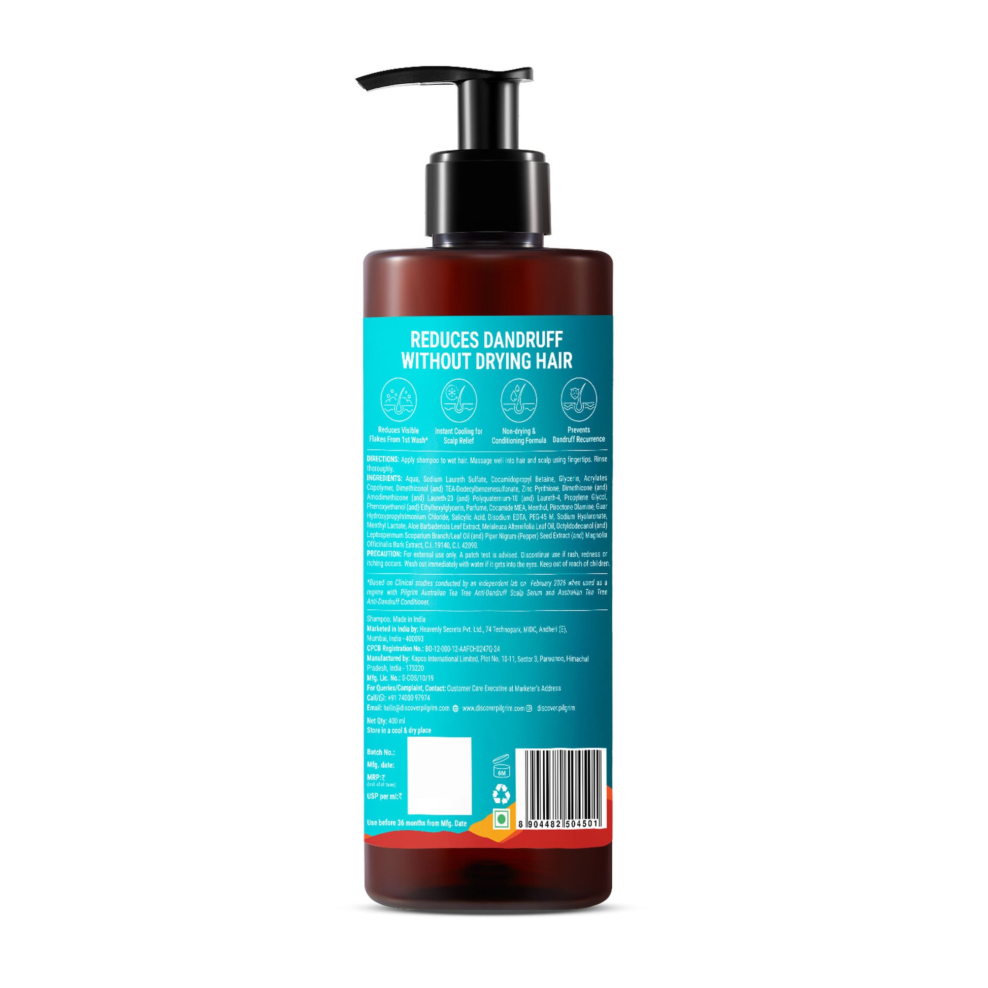 Pilgrim Australian Tea Tree & Salicylic Acid Cool Menthol Non-Drying Anti-Dandruff Shampoo