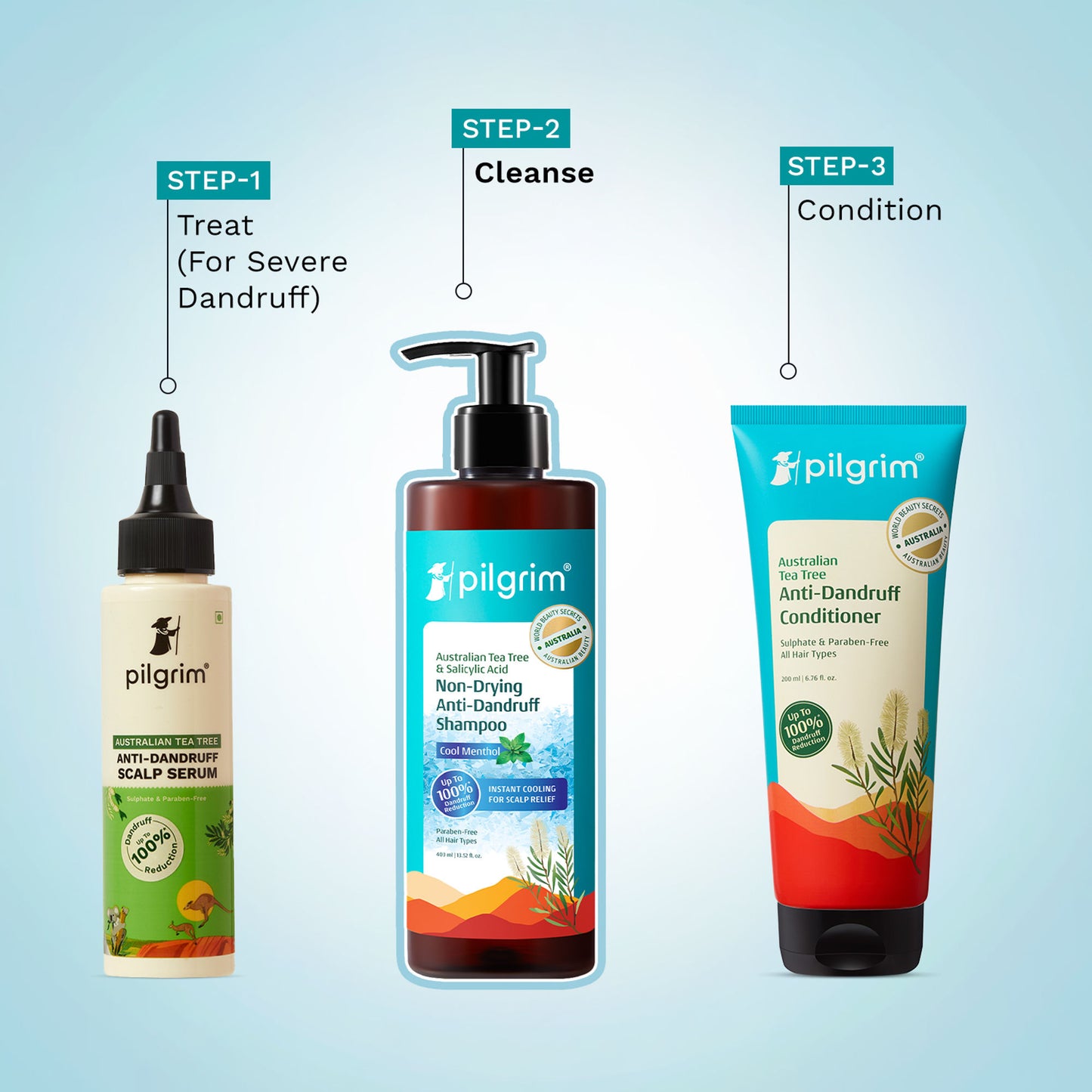 Pilgrim Australian Tea Tree & Salicylic Acid Cool Menthol Non-Drying Anti-Dandruff Shampoo