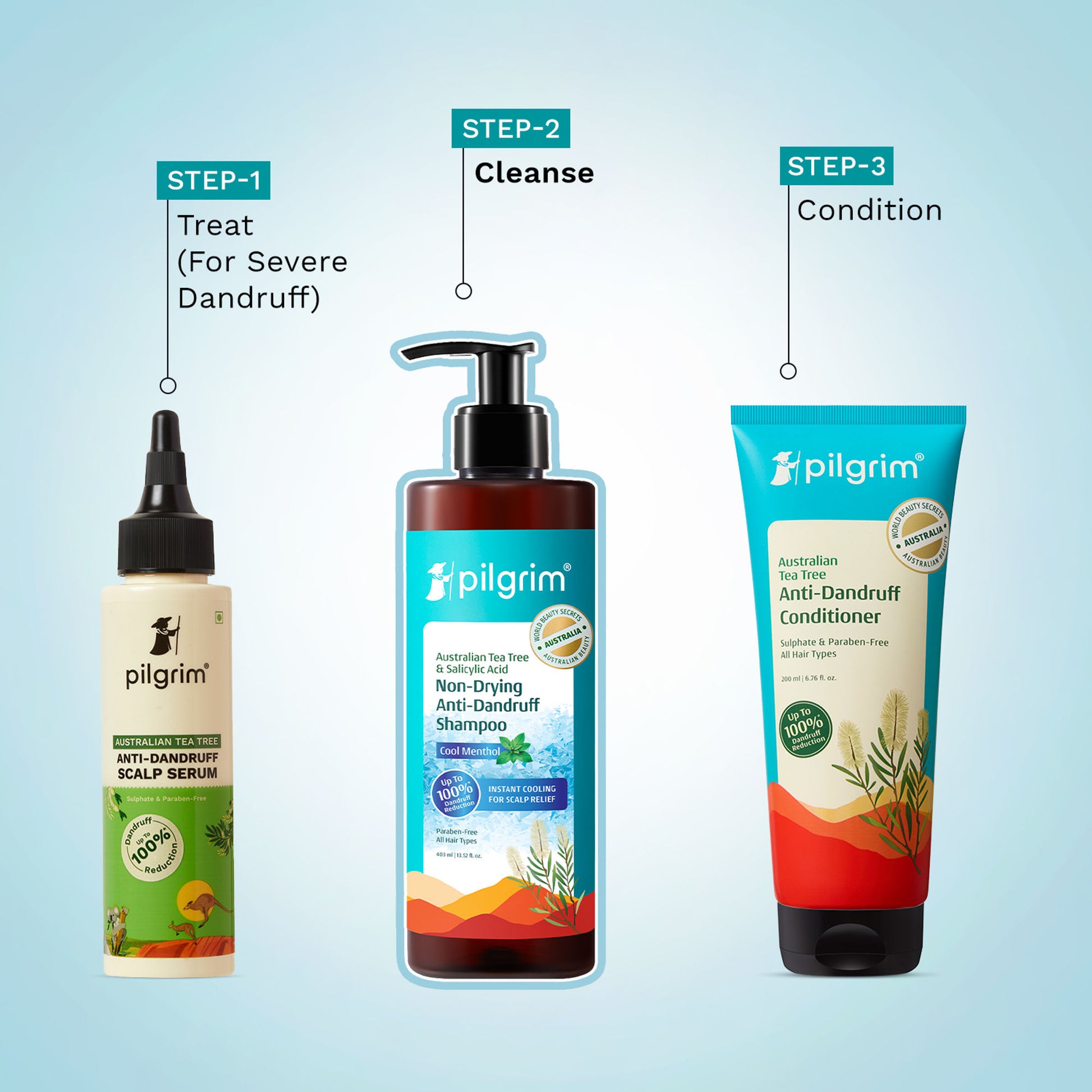 Pilgrim Australian Tea Tree & Salicylic Acid Cool Menthol Non-Drying Anti-Dandruff Shampoo