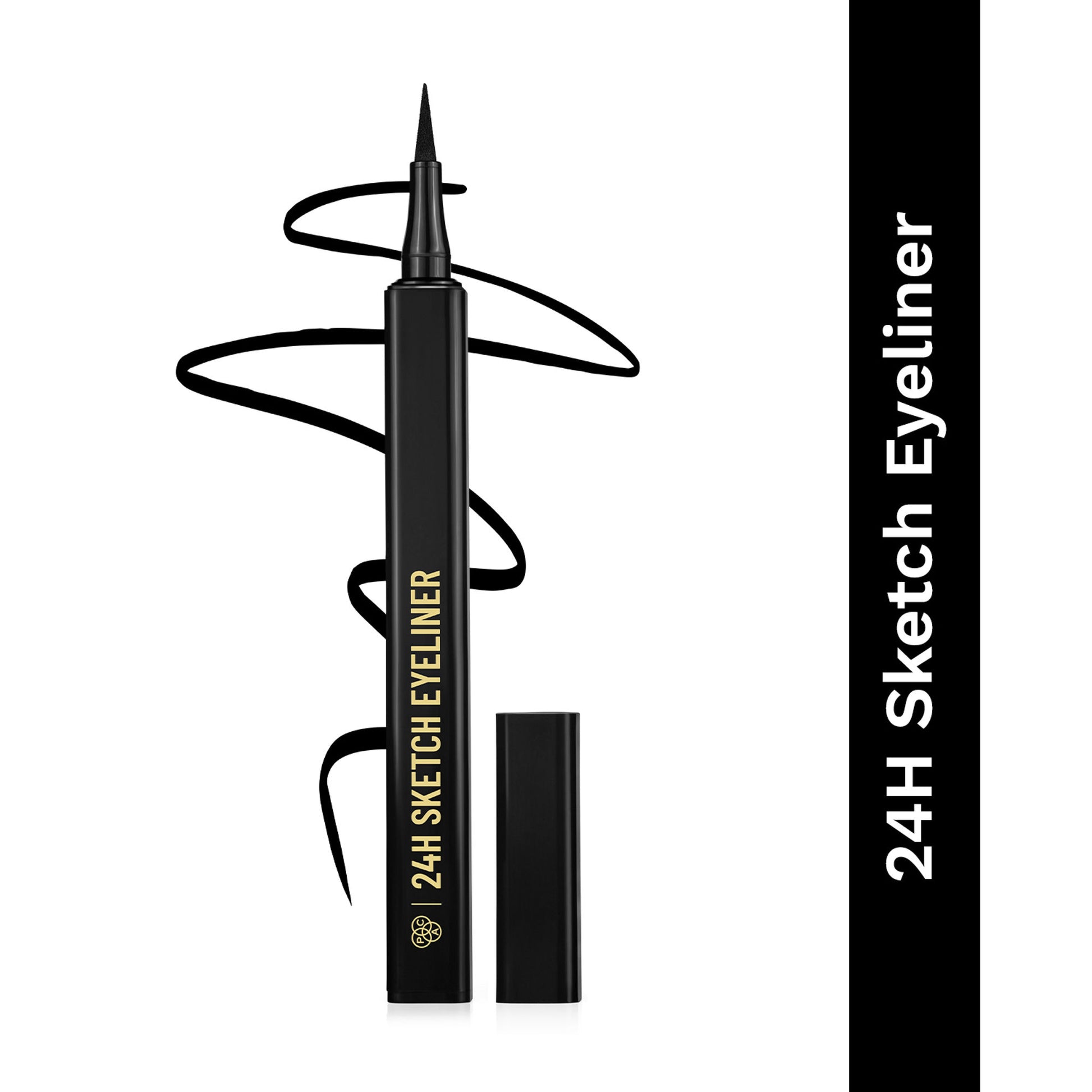 PAC 24H Sketch Eyeliner - 0.2mm Precision Tip, Deep Black Matte Finish, Waterproof & Smudgeproof