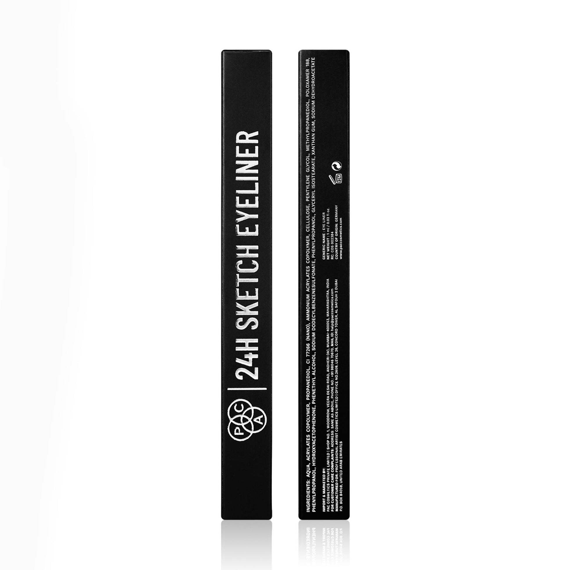 PAC 24H Sketch Eyeliner - 0.2mm Precision Tip, Deep Black Matte Finish, Waterproof & Smudgeproof