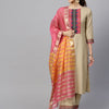 Dhiyona IE Muted Hazelnut Geometric Yoke Kurta Set